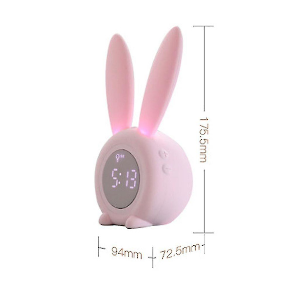 Multifunktionell Digital Väckarklocka Barn Sovrum Kanin Nattljus Klockor Rosa Pink