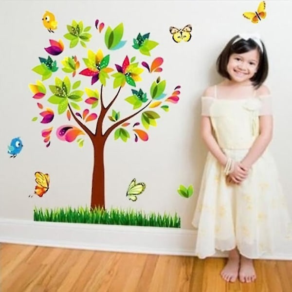 Selvklebende tre sommerfugl pvc veggdekor selvklebende familie veggklistremerker kunst hjemmeinnredning jente barn barnehage