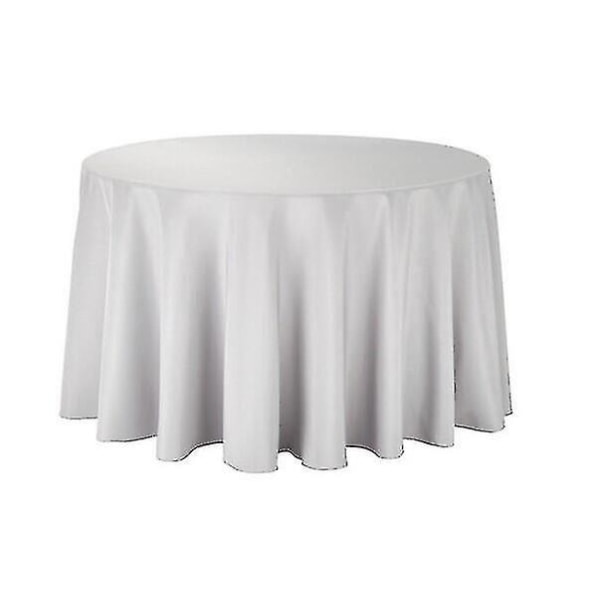 1st rund bordsduk vit för bröllopsevenemang bankett hotell polyester slätt(280*280cm)