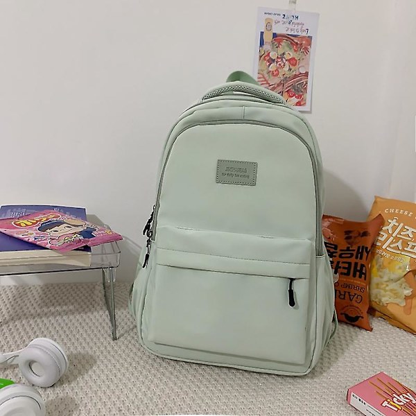 Högkvalitativ vattentät nylon ryggsäck för kvinnor för tonårsflicka skolväska i koreansk stil college studentväska Laptop ryggsäck grön utan anka Green Without Duck