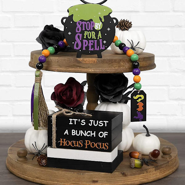 Ghyt Halloween-dekoration, 1 set halloween-fuskbokhög, 1 Witch's Cauldron-logotyp och trick or treat-dekoration