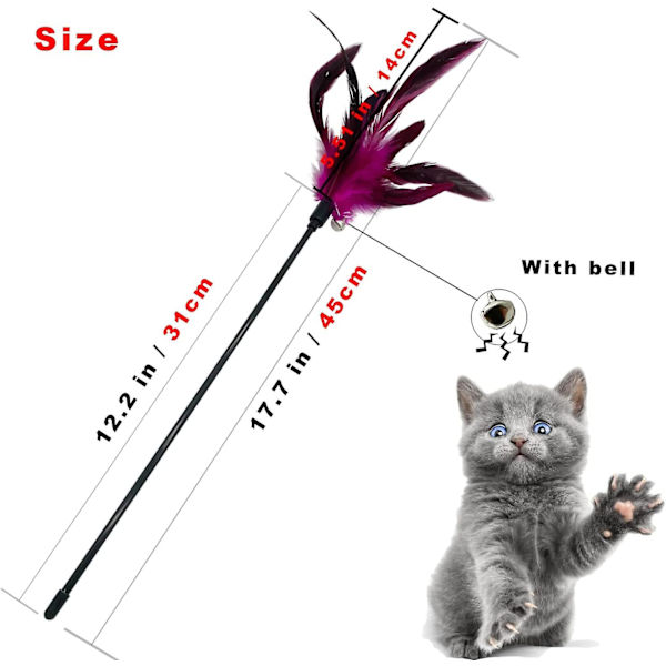 Cat Wand Toy Feather Stick Cat Toys, 6 st Cat Feathers Wand Toy, Interactive Cat Toy Feather Wand För Innekatter