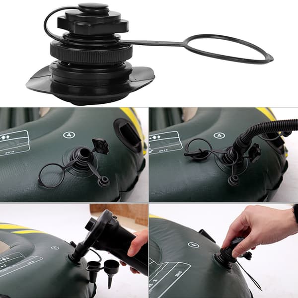 TPU 8-sidet ventil oppustelig kajakbåd dysebase PVC sort