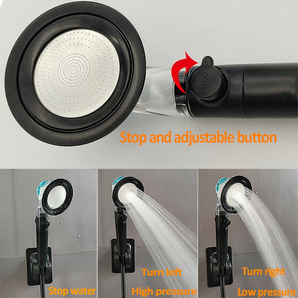 Högtrycksduschmunstycken Handhållen turbofläkt Dusch Hydro Jet duschhuvudsats med filter Turboladdat duschhuvud Only Filter