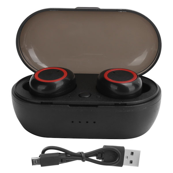 Y50 Trådløse Bluetooth Øretelefoner Bluetooth Ørepropper Stereo Hovedtelefon Bluetooth 5.0 Headset Sort Rød