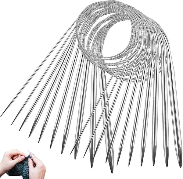 【BQ】Rundpindesæt 10 dele Metal 80 cm Strikkepinde i rustfrit stål