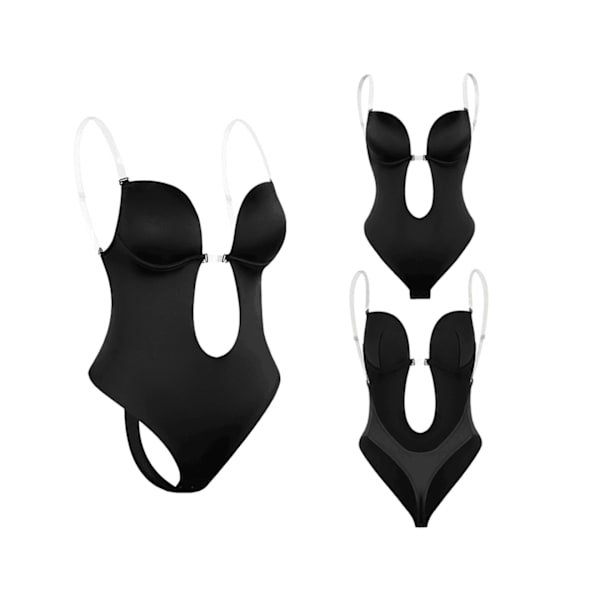 Fjernelse usynlige skulderstropper Body Shaper U-formet V-hals Wear-Black-M