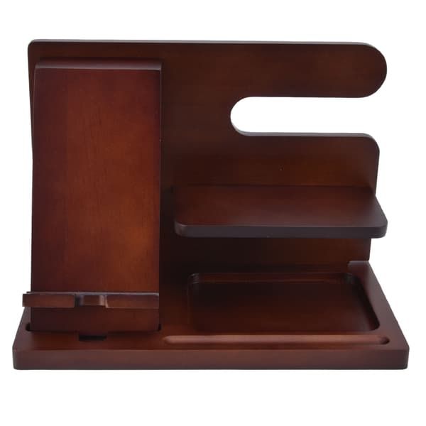 【BQ】Mobile Phone Base Multifunctional Desktop Storage Holder Retro Pine for Glasses Key Watch