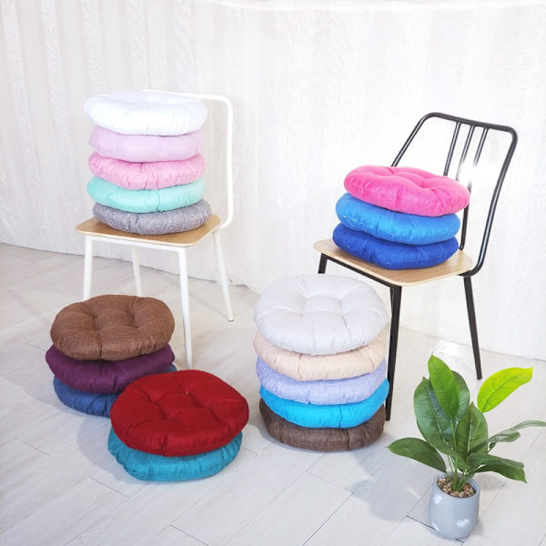 【Barbie Shop】Tykk lin rund sittepute stolmatte soverom gulv sittepute egnet for spisestue soverom sofa lesekrok hage Red  40*40*9cm