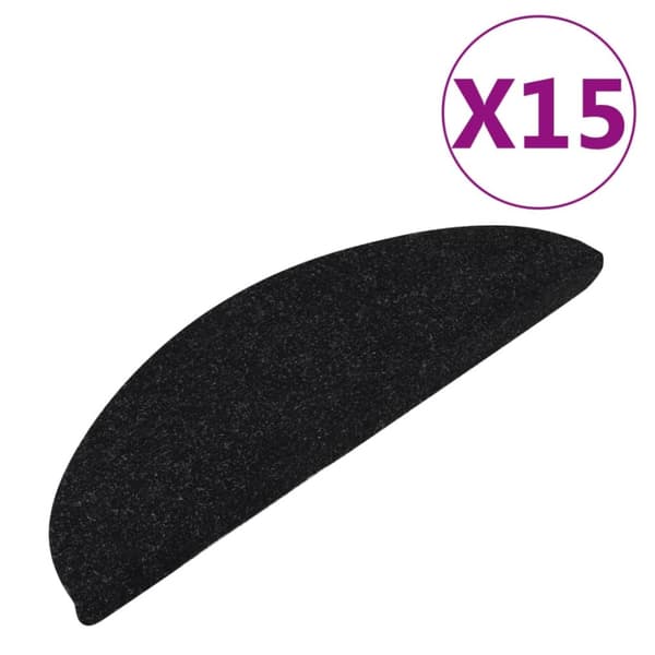 【BQ】Selvklæbende trappetrinmåtter 15 stk. 56x17x3 cm sort 500