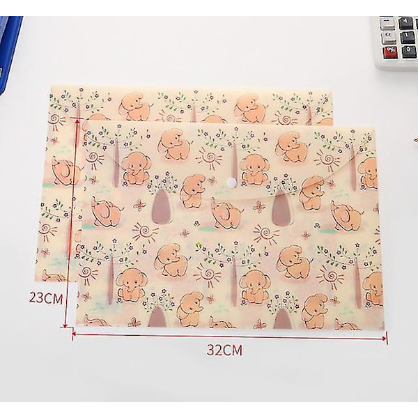 Slitstark Söt Söt Blommig portfölj Mapp Tryckknapp Blomma Fil Påse Papper A4 Skola Brevpapper Butik Kontorsmaterial 1 Styck elephant