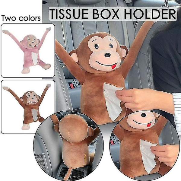 1 stk Creative Cartoon Monkey Hjemmekontor Bil Hængende Papir Serviet Tissue Box Cover Holder Bærbar Papir Box Dekoration Supplies B