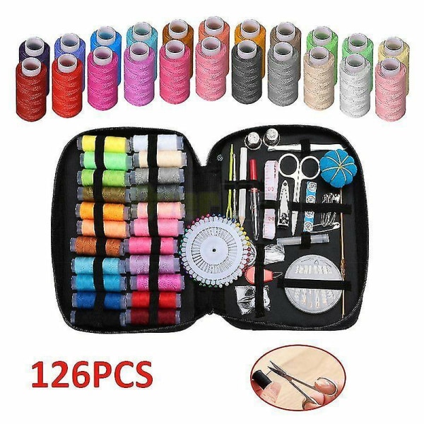 126pcs/set Sewing Kit Scissors Needle Thread For Home Stitching Hand Sewing Tool