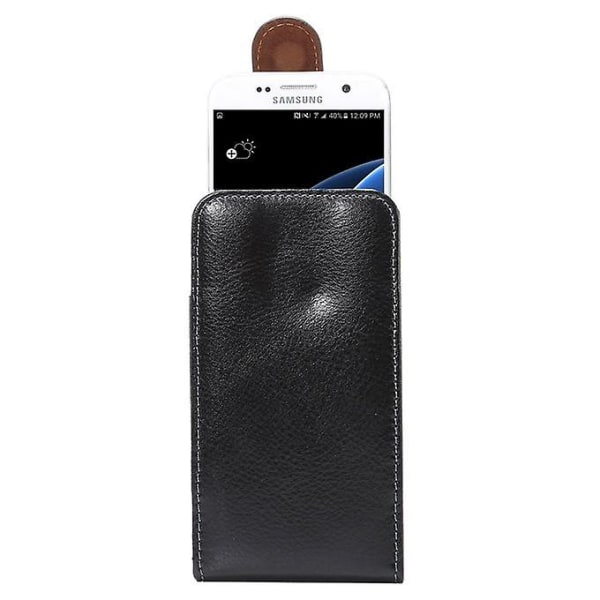 5,2 tum Litchi Texture Vertikal Flip Upprätt Case / Midjeväska i äkta läder med roterbar ryggskena för Iphone X & Samsung Galaxy S7 & S6 Edge &