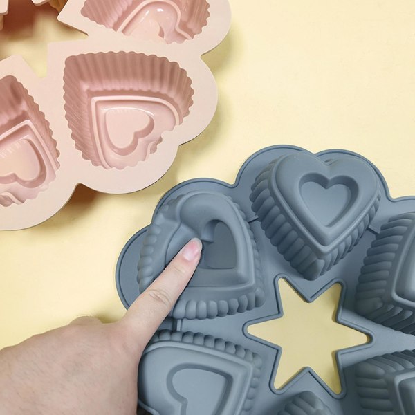 Mousse Cake Silikon Stencil Återanvändbar hjärtform för gör-det- mould Gray