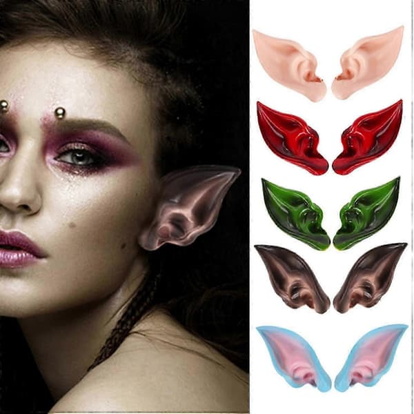 2 stk. alveører miljøvenlige lugtfri hudvenlige bløde elastiske cosplay alveører halloween fest ph Beige One Size