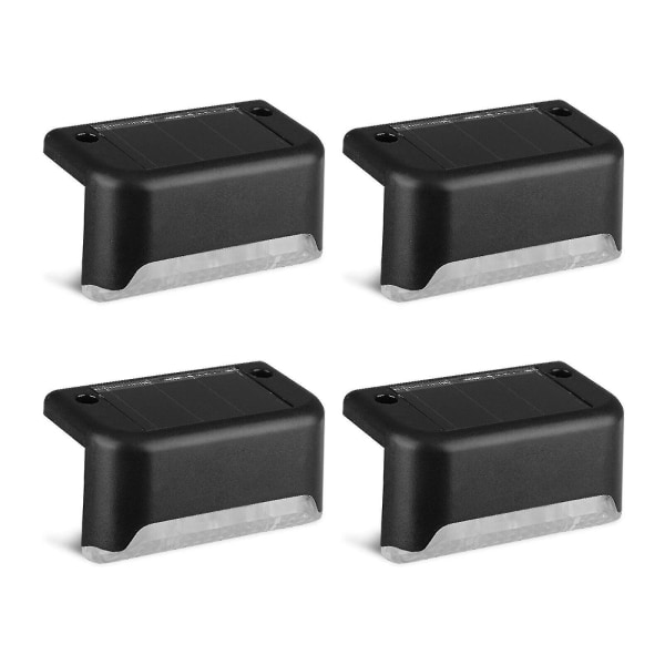Solar Led Däck Belysning Utomhus Trädgård Uteplats Path Trappa Steg staket Lampa Warm White-Black 8PCS
