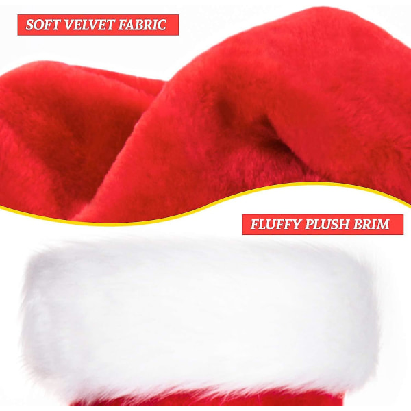 Jouluhattu, joulupukin hattu, joulujuhlahattu aikuisille, unisex Velvet Classic Santa Hat F