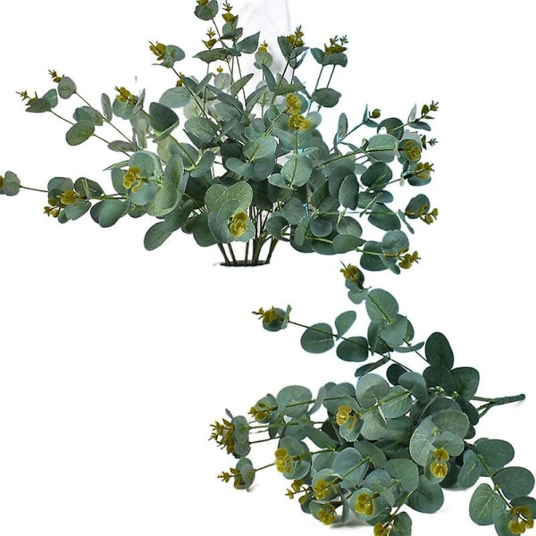 Simulering 16-gaffels gäng eukalyptuspengar Simulering Blomma Bröllopssal Dekoration falska blommor Pengar Gräs Claret