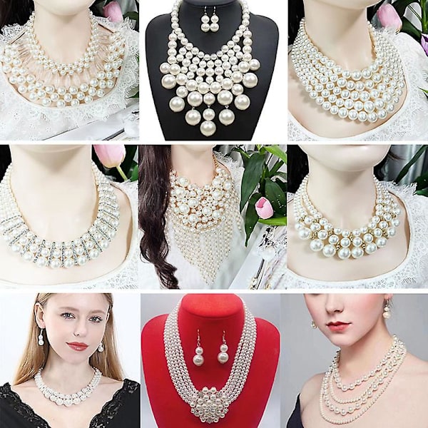 Gylden charme - kvast personlig indretning, tre-rækket perle otte-formede halskæde øreringe Three Row Necklace Earrings