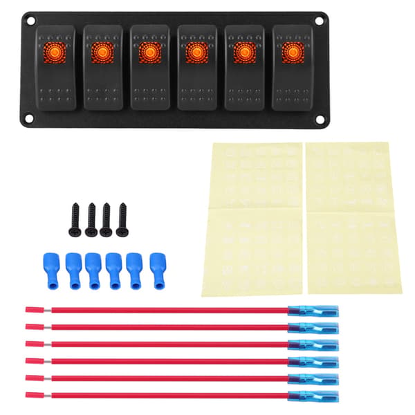 6 Gangs vippebryderpanel til bil RV Båd Yacht Marine - Orange LED