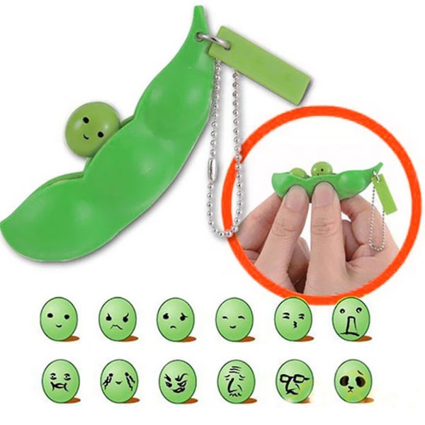 Infinite Squeeze Edamame Bean Pea With Expression Key Chain