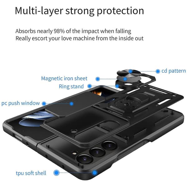 TPU+PC-telefondeksel med skyvbart kameradeksel Gold For Samsung Galaxy Z Fold7