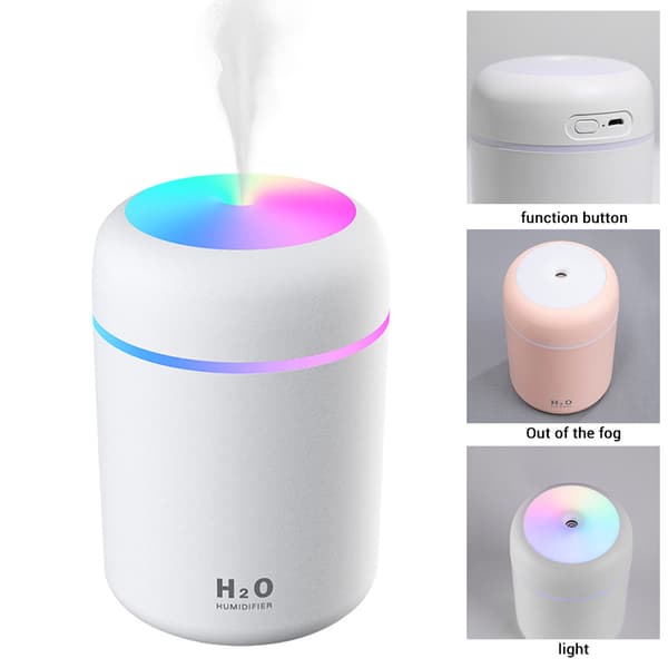 300ML Mini USB Luftfukter med Nattlys for Rom Kontorpult