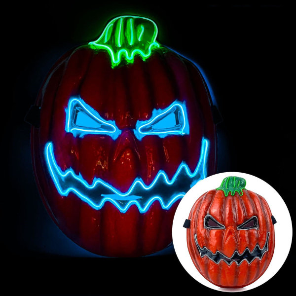 Pumpkin Head Led Mask, ett måste till festen! Blue And Green