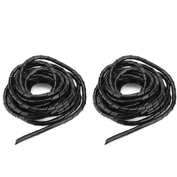 2-pakke Wire Protector Spiral PP Wire Kabelbeskyttelse Tilbehør Wire Sleeve Sort 12mm