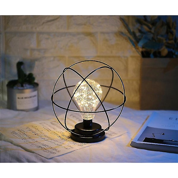 Led Retro Iron Smidesbord Vinflaska Koppartråd Nattljus Creative Hotel Hem Skrivbordslampa Batteridriven