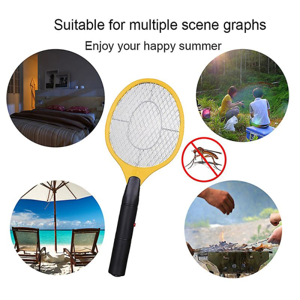 Sähköinen hyttysmailan tappaja Sähköinen kärpässylinteri rasvakeitin Lentää johdoton akku Virta Bug Zapper Hyönteiset maila tappaa kotihävikin black