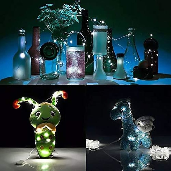 Vattentät Premium Fairy String Light 2M Knapp Mynt Torrbatteri Silver Koppartråd Varm Vit