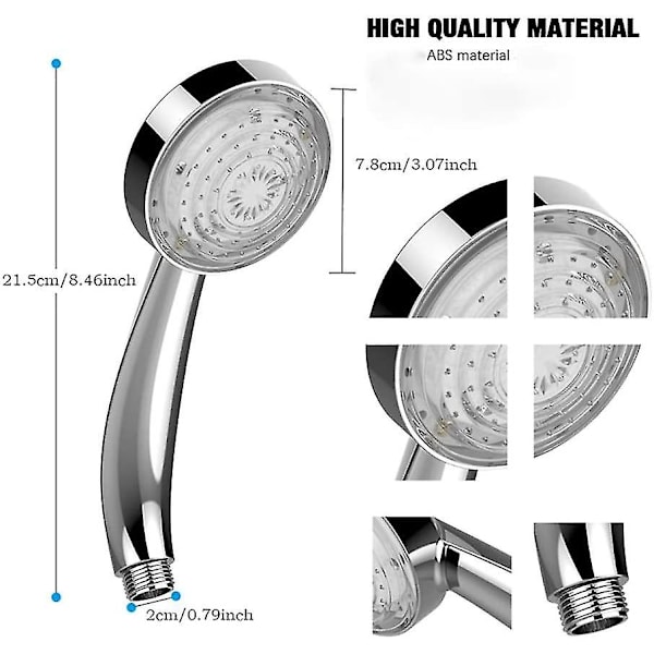 Dusjhode, Universal baderomsdusj Hånddusj, 7 LED-farger Automatisk fargeendring, Høytrykksu