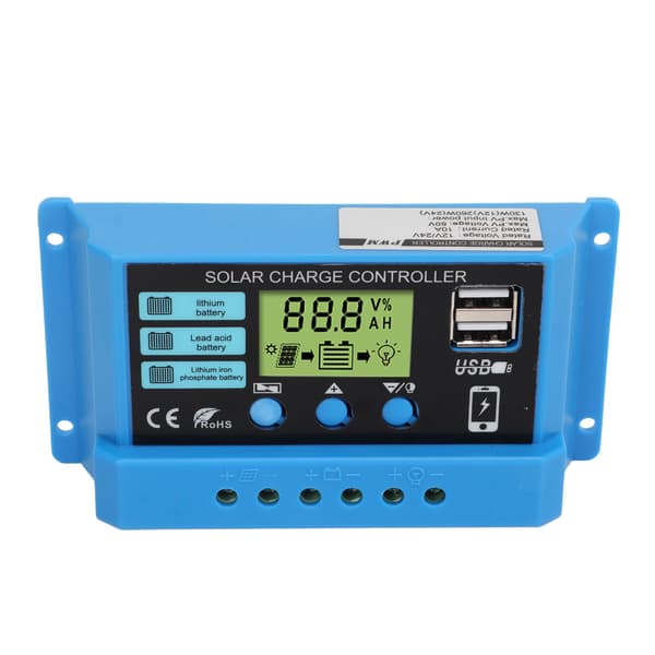 Solar Laderegulator 30A for 12V 24V Batteri Solcellepanel Lader Regulator for Hjem RV