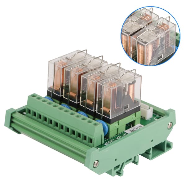 DC 12V Relæ DIN Skinne Montering 4-kanals 16A Strømrelæ Interface Modul