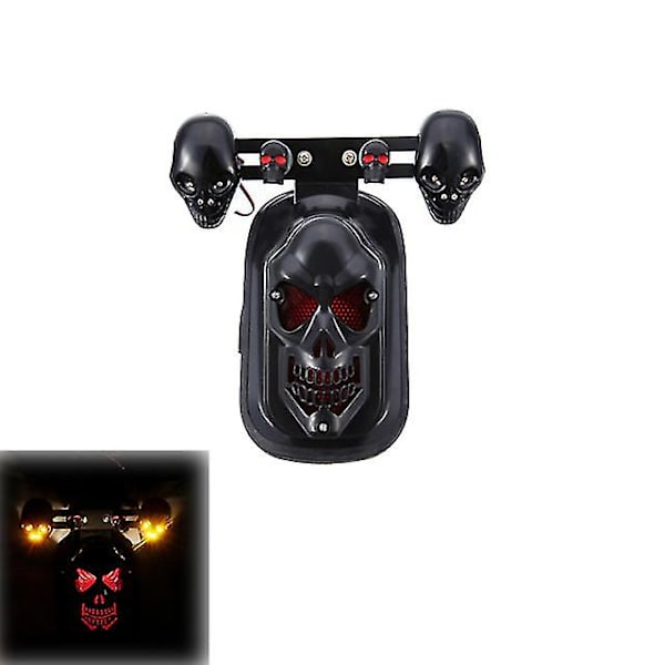 Krom skelet stil modificeret motorcykel led sort kranie baglygte med blinklys motorcykel baglygter plus styring B-yellow