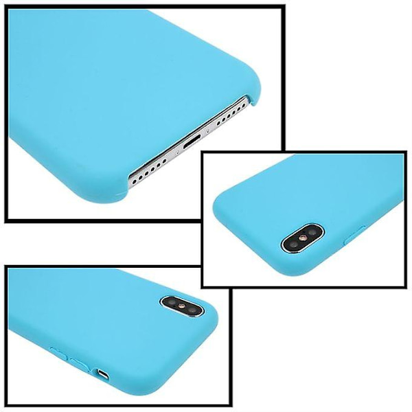 Til Iphone X Pure Color Flydende Silikone + Pc Dropproof beskyttende bagcover (blå)