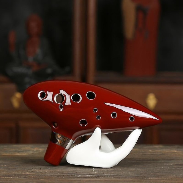 Ocarina Ceramic Alto Legend Zelda Flöjtinstrument Vinröd Wine Red