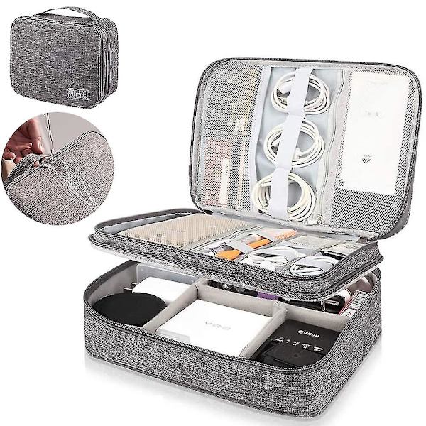 Travel Cable Organizer Bag, Tre-lags Organizer Bag