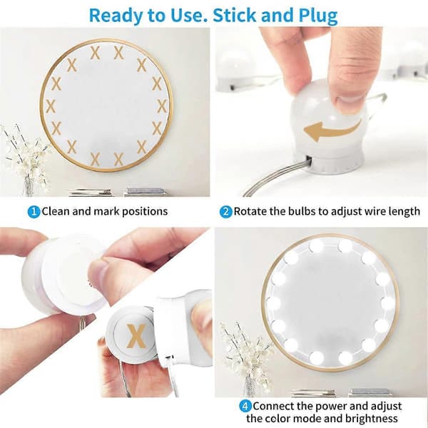 LED Makeup Mirror Lights with 14 Dimmable Bulbs, 10 Brightness Levels Adjustable, for Dressing Table Bathroom