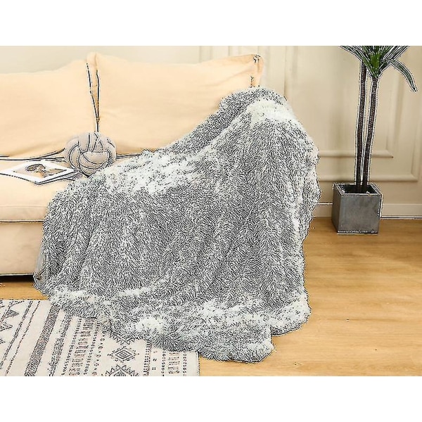 Plys dobbeltlagstæppe Nordic Style Sofa Tie-dye Blanket-3 light grey 130x160cm