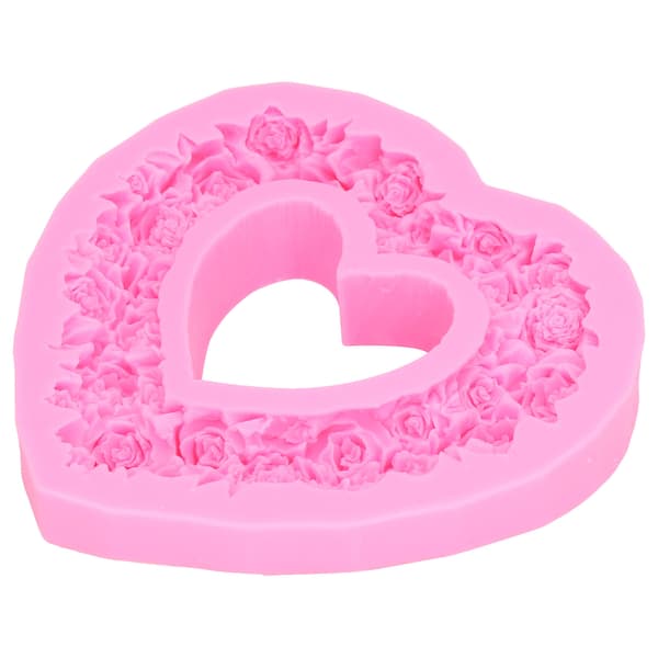 Silikon Rose Hjertekrans 3D Kakeform for Bryllup Bursdag Jubileum Baking