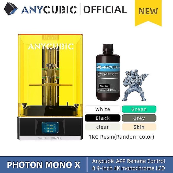 Anycubic 3d Printer Photon Mono X, Uv Cd Resin Printer Med 4k Monokrom skærm, App fjernbetjening, Print Størrelse 192*120*250 Mm Photon mono x add 3l