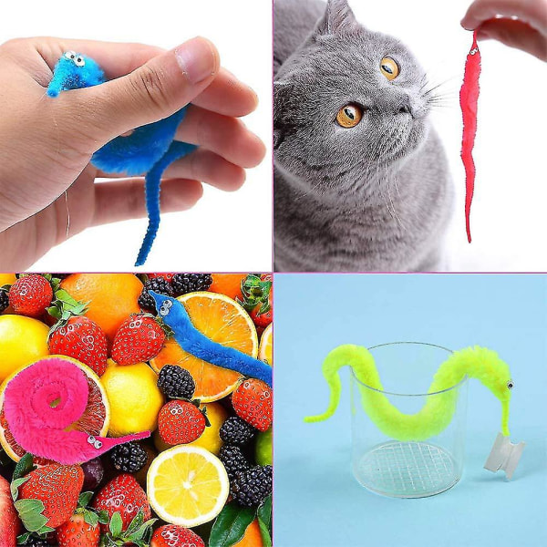 Worm On String, 12st Wiggly Magic Worms Twisty Fuzzy Worm Toys Worm On A String Bulk For Kids Cat, Random Color