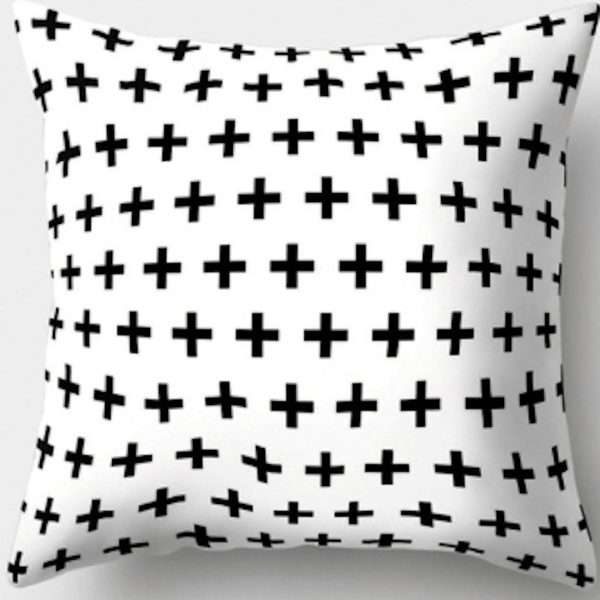 Tyynynpäällinen koko 45 * 45 cm - Svarta kors vit botten Polyester