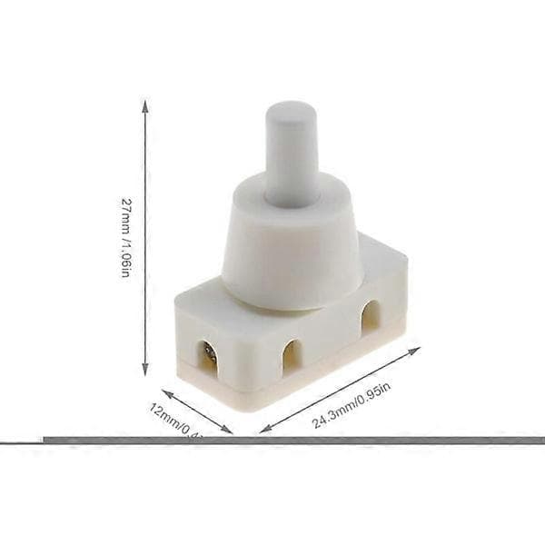 4x Trykknapskontakt Stående Push Backstat med kabel og skruelåg 220V 60Hz 10A til Kontorlampe Kølende luft Diameter Hvid Montering