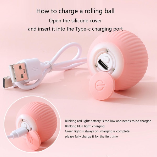 För Cat Toy Balls Kattunge För Smart Rolling Abs Ball USB Charge Automatisk flyttning Blue