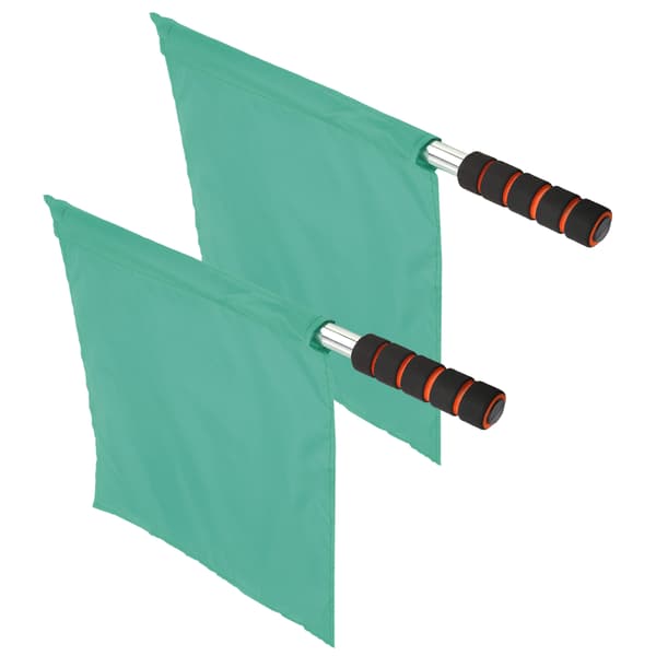 2 stk. Dommerflag i rustfrit stål til sportsbegivenheder, grøn