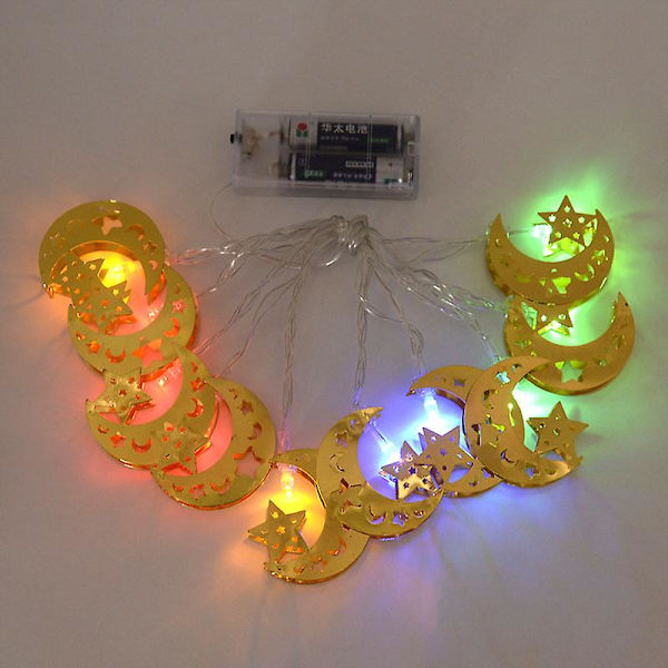 Ramadan Dekoration Moon Star Led Lantern String Lights Eid Mubarak Ramadan Kareem Dekor för hemmet Al-fitr Eid festtillbehör 16